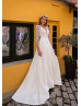 Long Sleeves Ivory Embroidery Lace Tulle Unique Wedding Dress